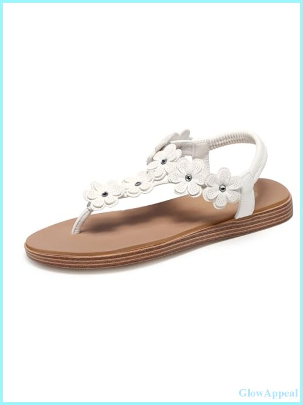Skechers Vegan Leather Rhinestone Floral Flip Flops